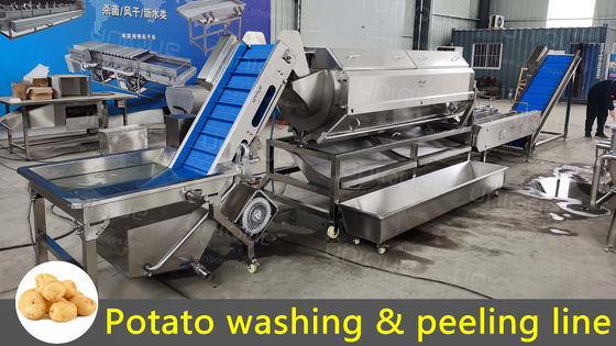 Grote capaciteit Continuous Brush Potato Peeling Machine Wortel wassen en polijsten machine