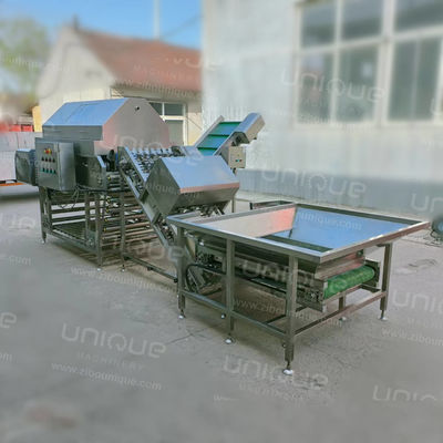 Automatische uienverwerkingslijn met uienpeeling en -snijmachine voor voedingsmiddelen