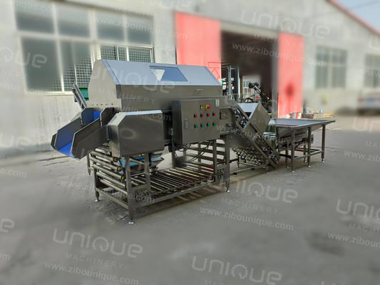 Automatische uienverwerkingslijn met uienpeeling en -snijmachine voor voedingsmiddelen